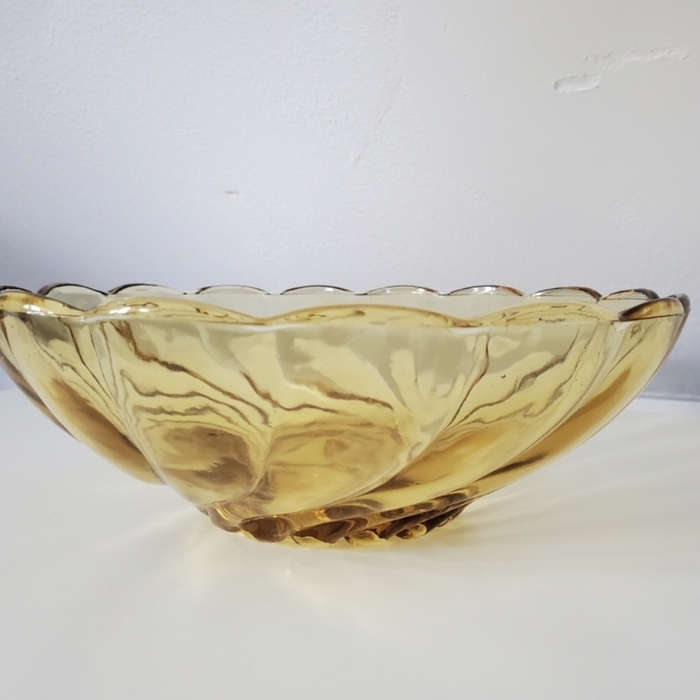 Hazel-Atlas Swirl Amber Bowl